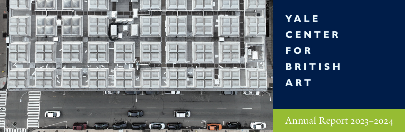 View of building from above and title of site: Yale Center for British Art 2023–2024