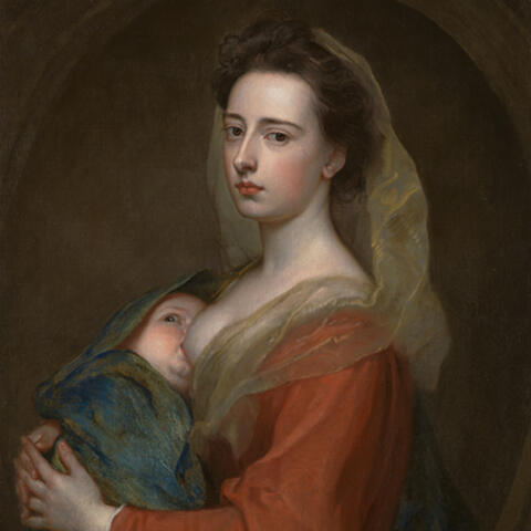 Painting of woman nursing a baby